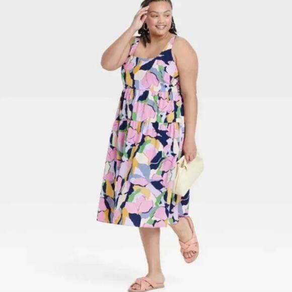 Ava & Viv Dresses & Skirts - Ava & Viv Sleeveless Tie Back Tiered Floral Print Dress 3X NEW